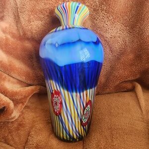 Beautiful Murano Millefiori Glass Vase